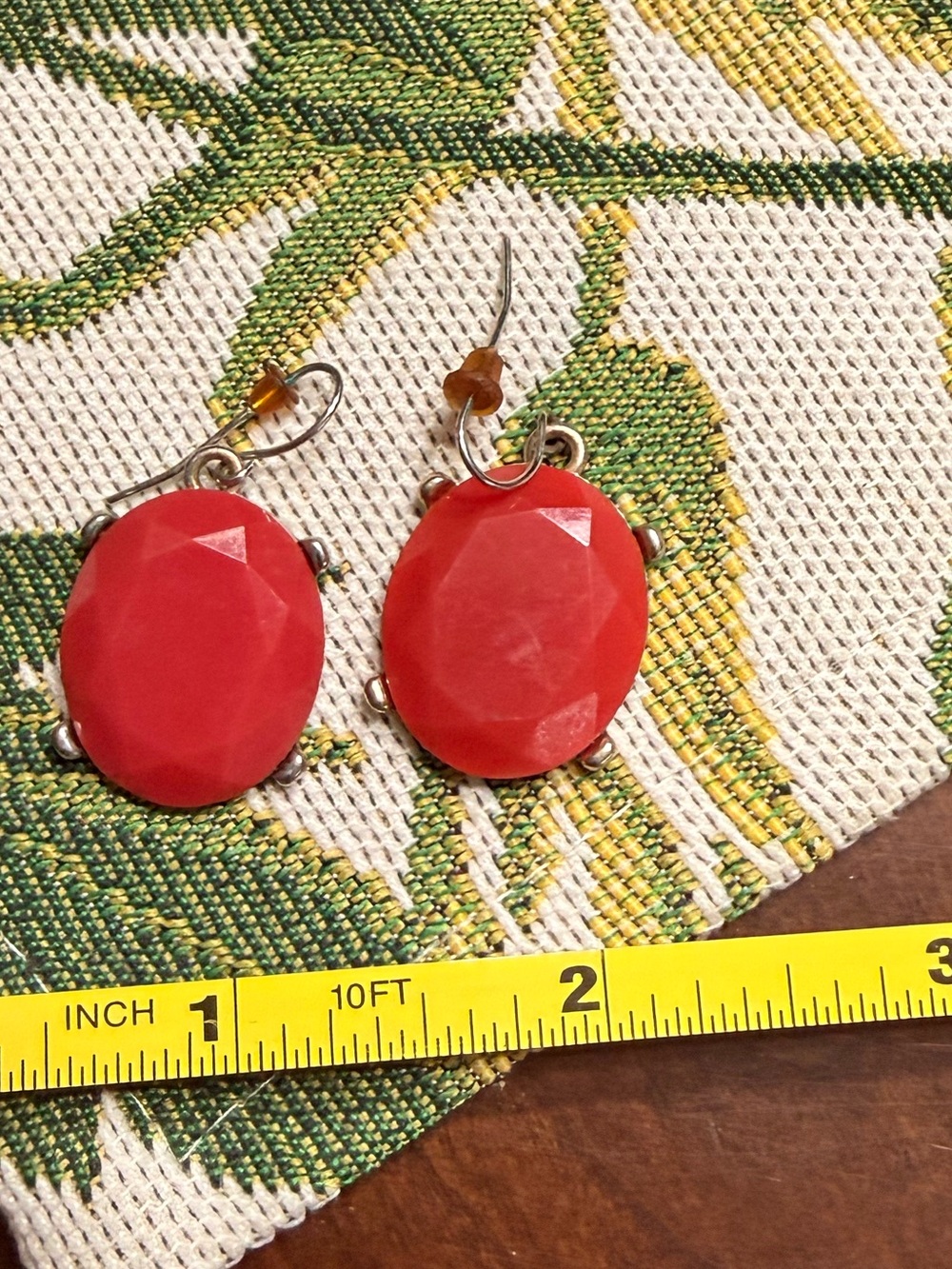 Tasha Red Oval Faceted Drop Earrings